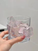 كوب زجاجي أنيق بتصميم فراشة وردية