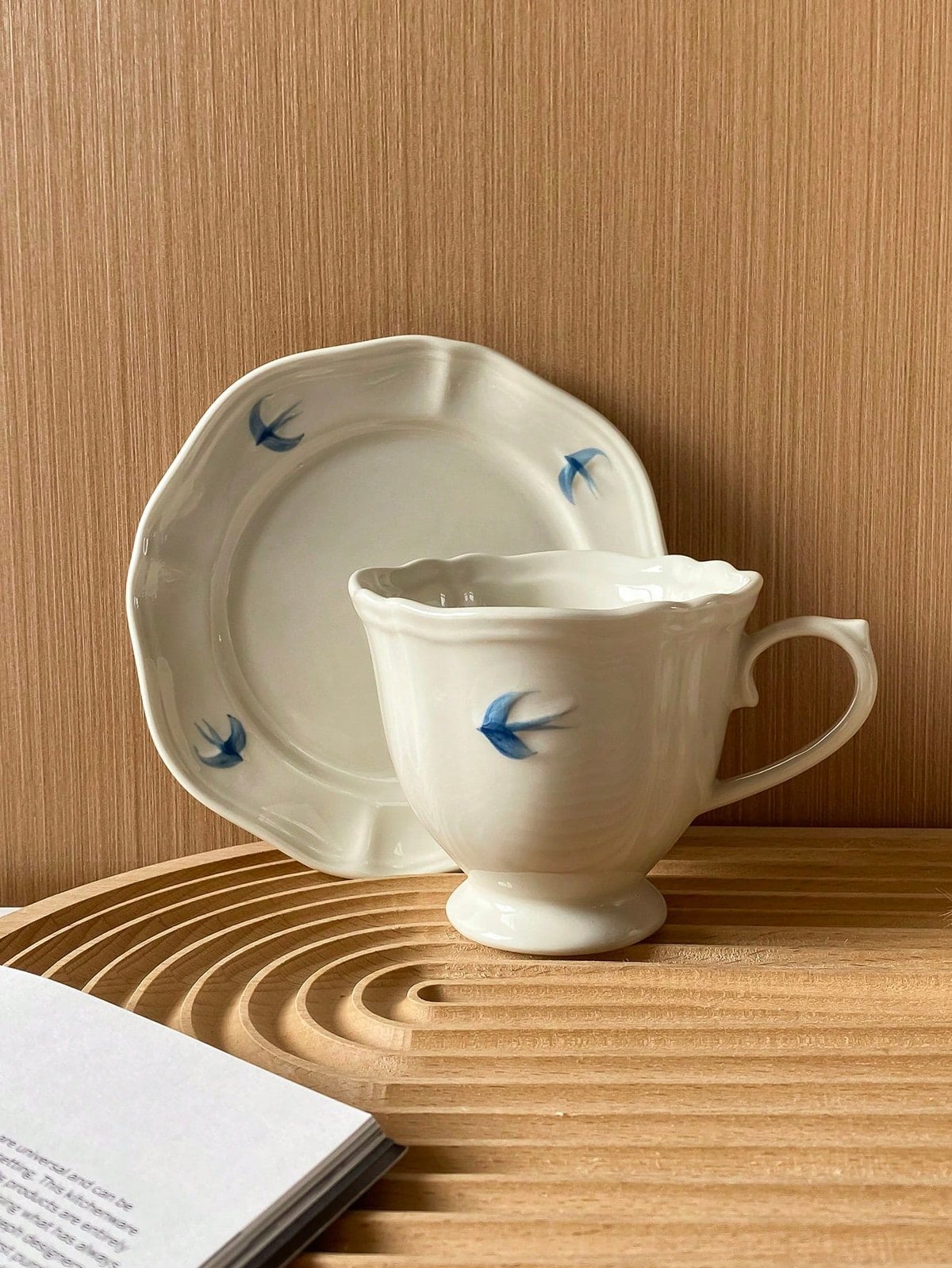 ⁦كوب وصحن سيراميك الطائر الازرق⁩ - الصورة ⁦3⁩