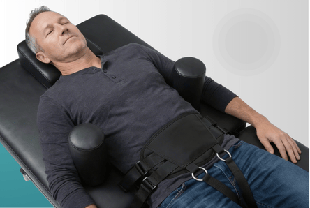 Patient receiving spinal decompression treatment