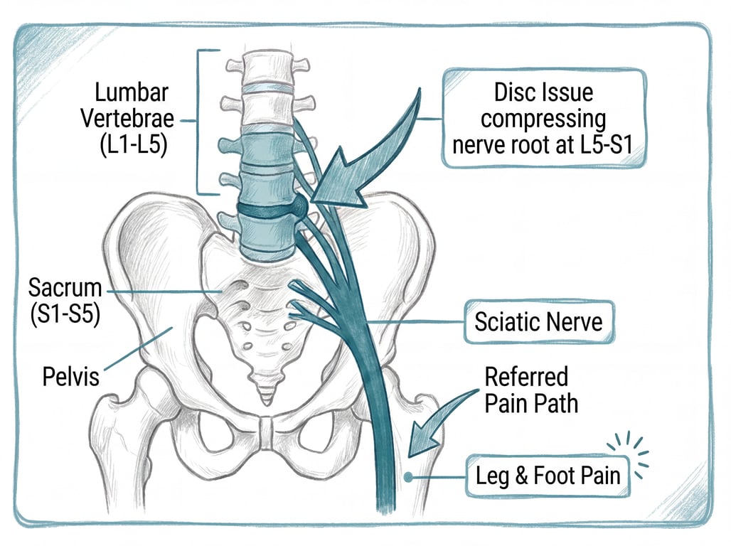 Sciatica — sciatic nerve pathway illustration