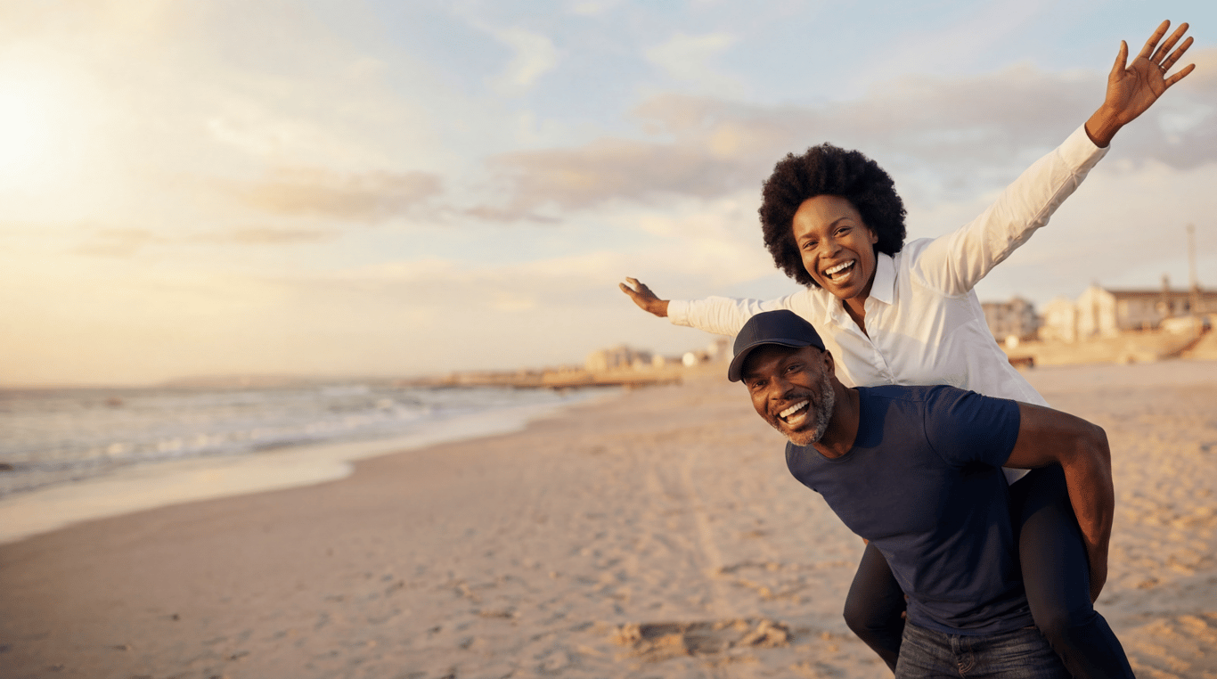 Happy couple on beach