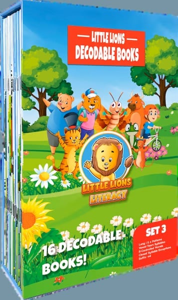 Little Lions Decodable Books, Set 3: Long I And E Patterns, Vowel Team Syllables, R-Controlled Vowels, Closed Syllable Exceptions, And Suffix -ed (16 Books)