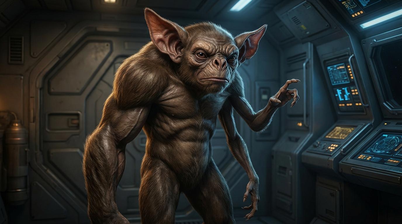 Start frame for Kling O3 Pro: Alien Creature on Spaceship