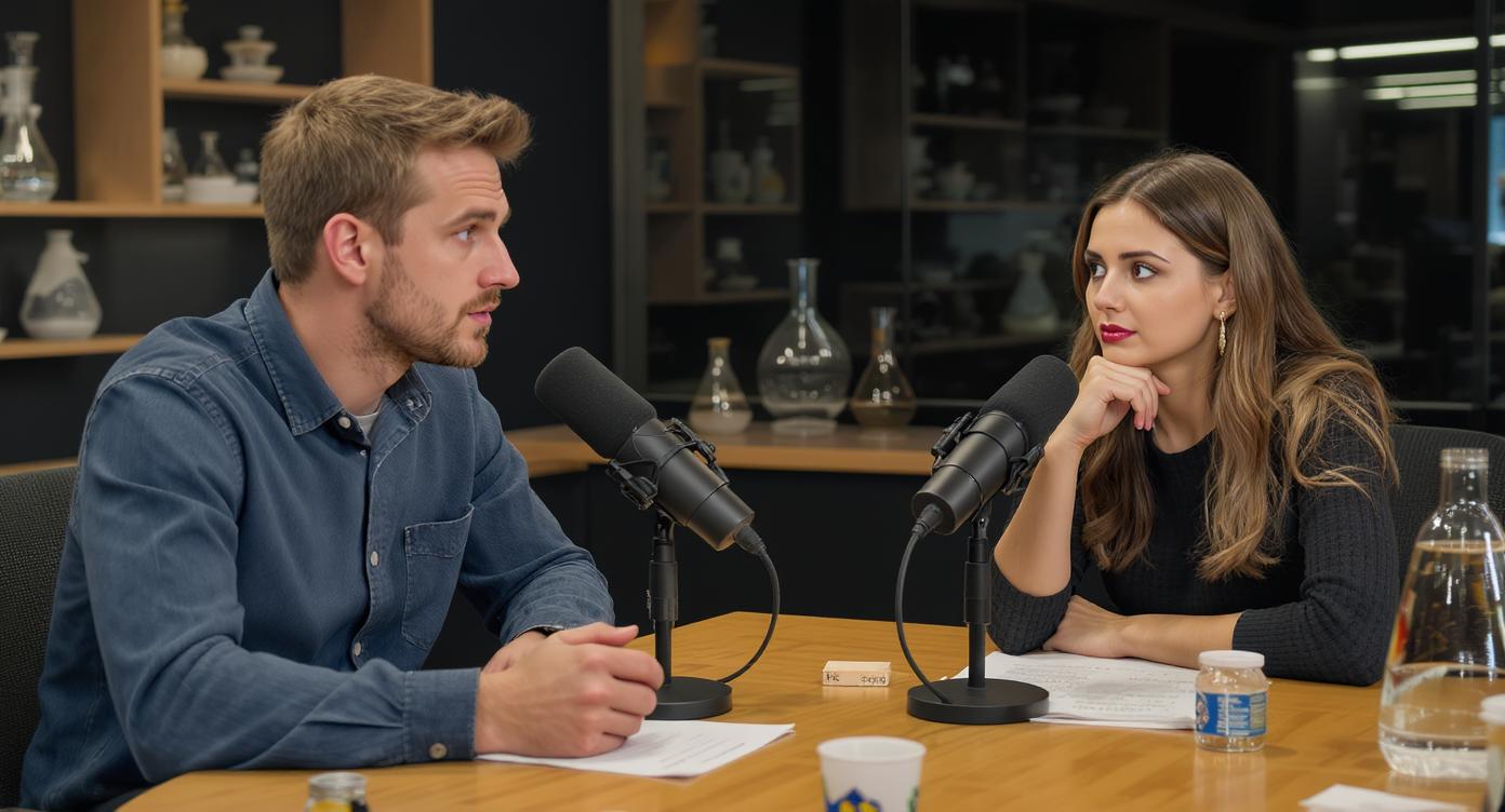 Start frame for Podcast Hosts in Studio Discussion — MiniMax Hailuo-02 Pro