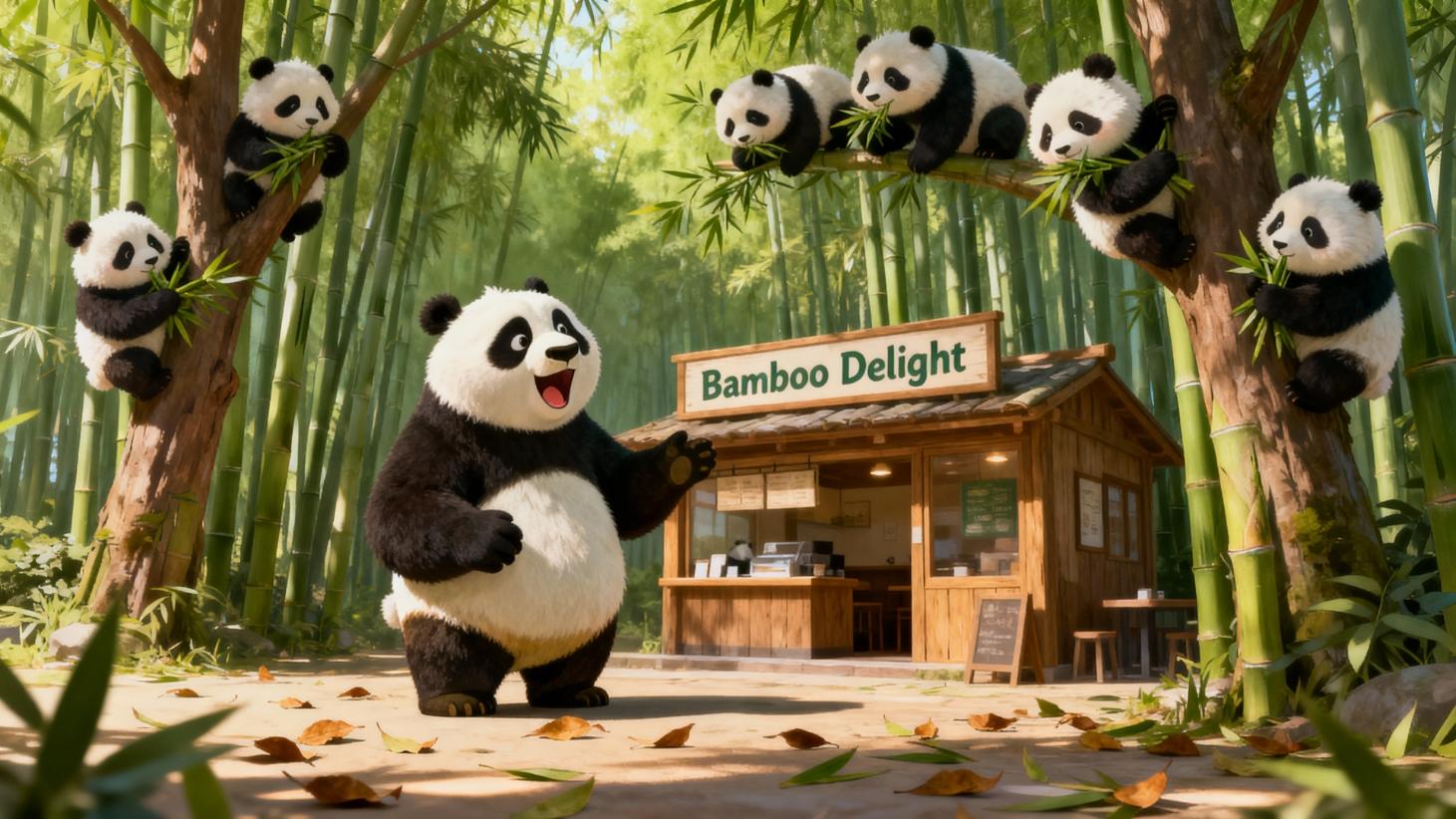 Start frame for Hedra Character 3: Pandas at Bamboo Delight