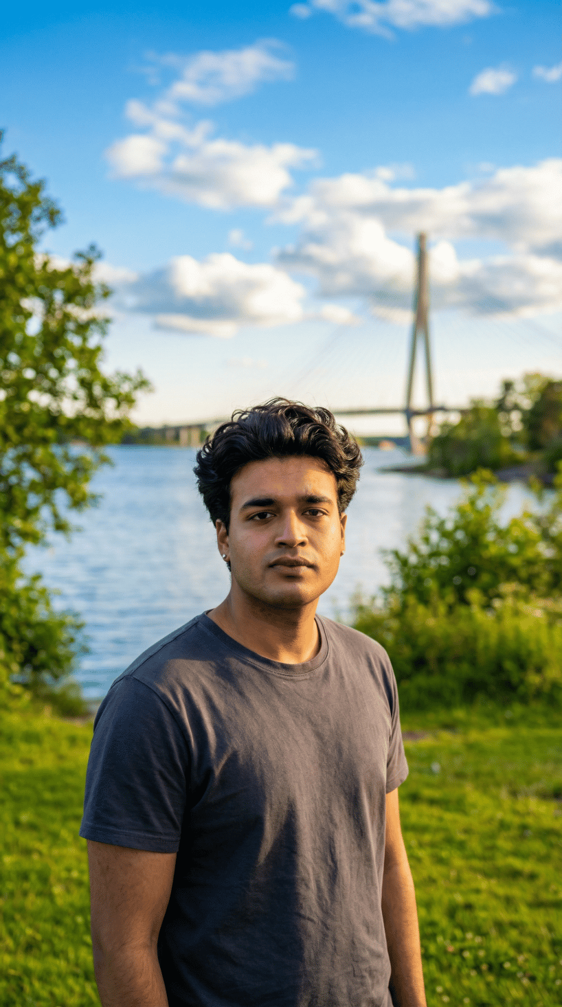 Start frame for Man Speaking by a River, by Kling 2.6 Pro