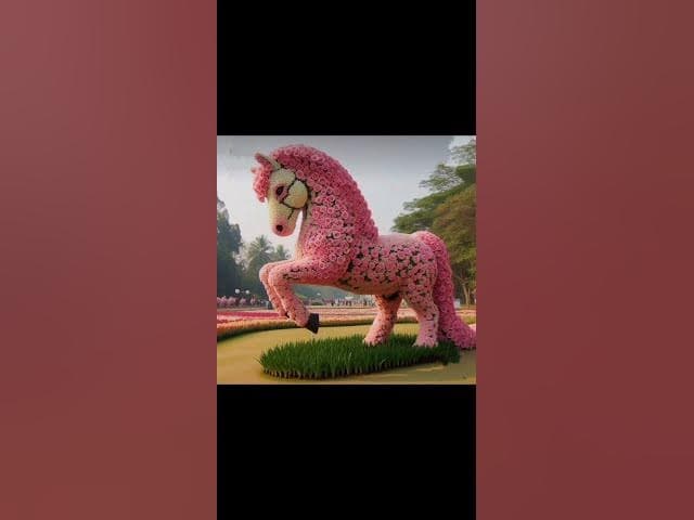 Start frame for Pink Rose Topiary Horse in a Park, by Seedance 1.5 Pro