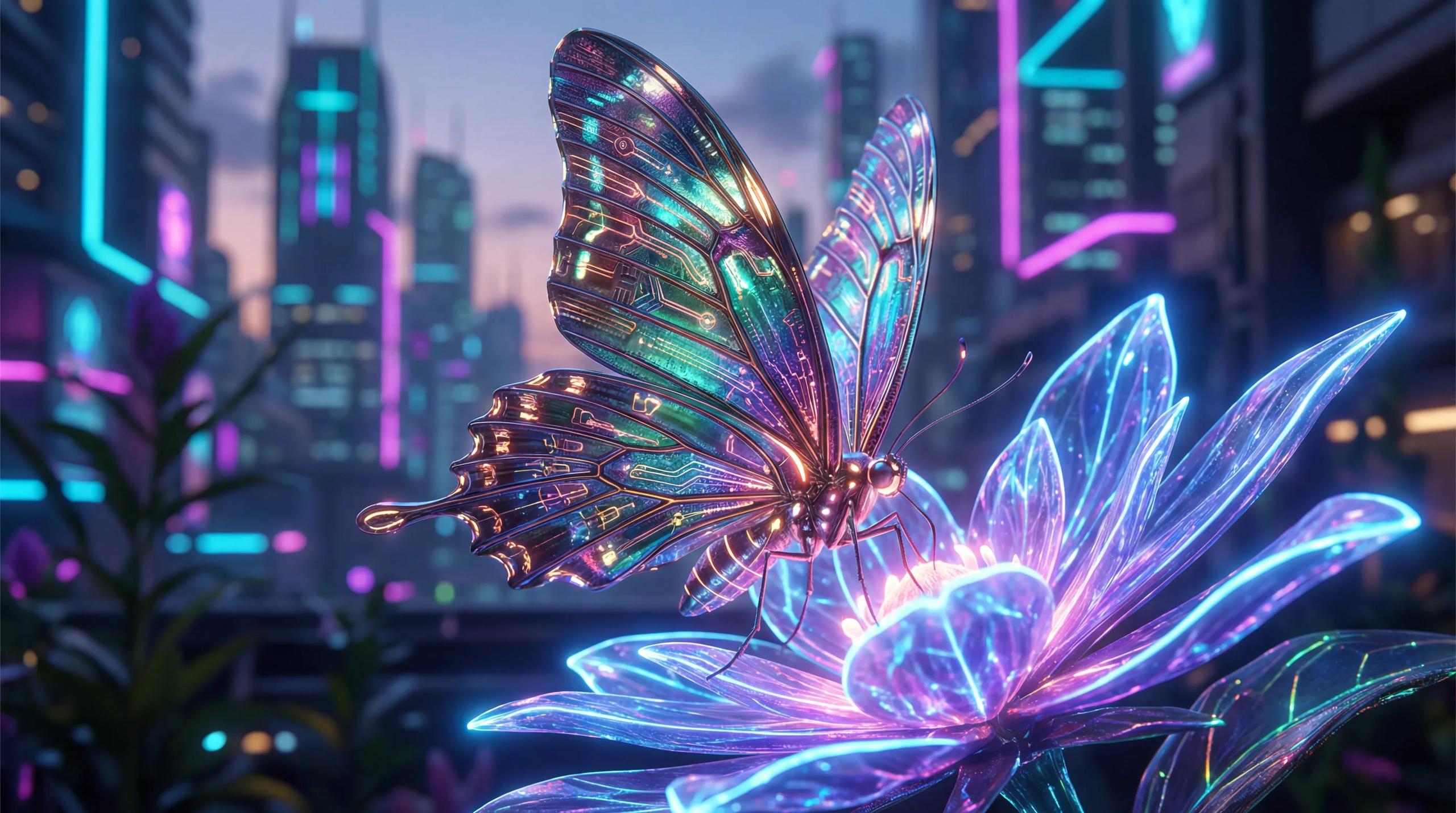 Reference 1 for Crimson Cyberpunk Butterfly on Flower — GPT Image 1.5