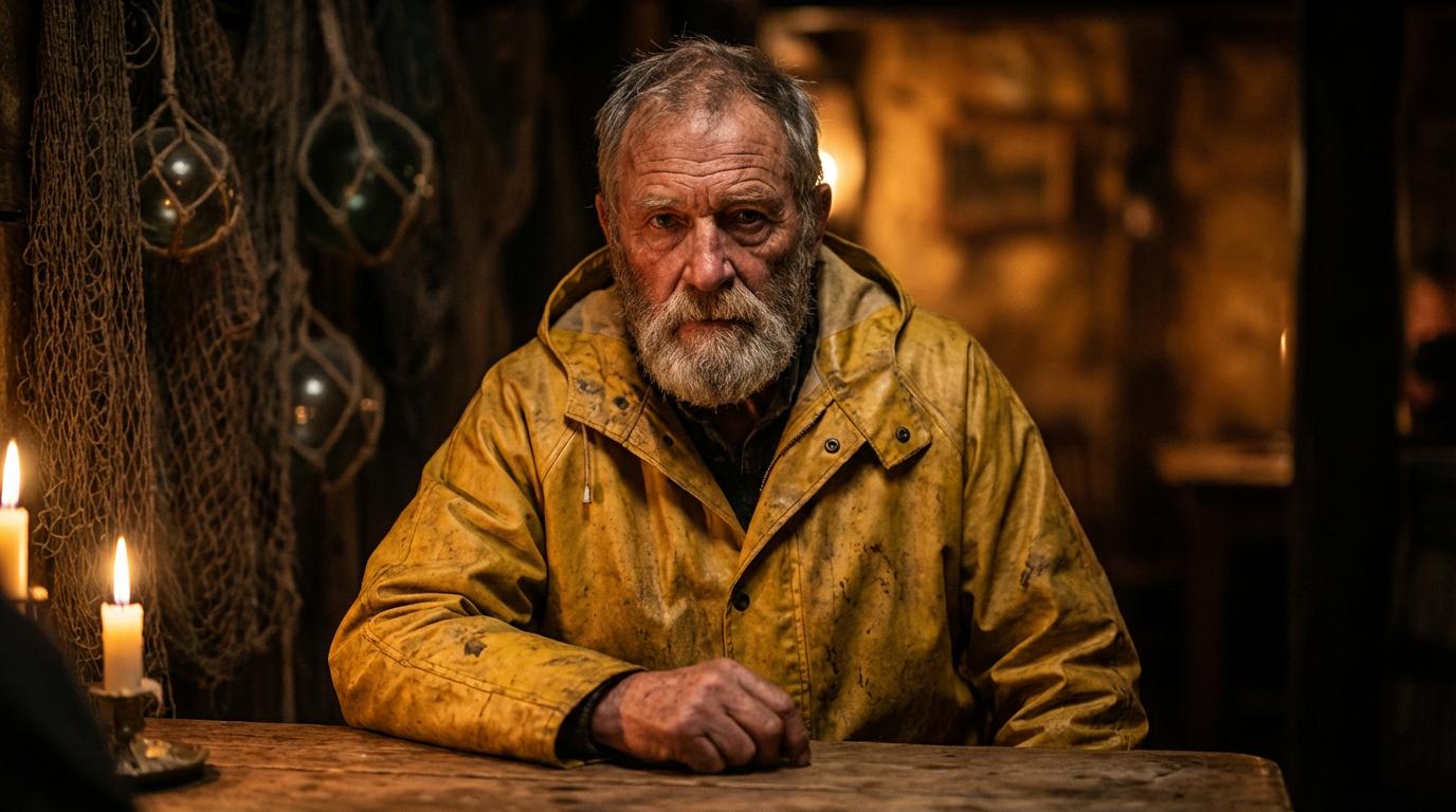 Start frame for Weathered Fisherman in Yellow Slicker — Seedance 1.5 Pro