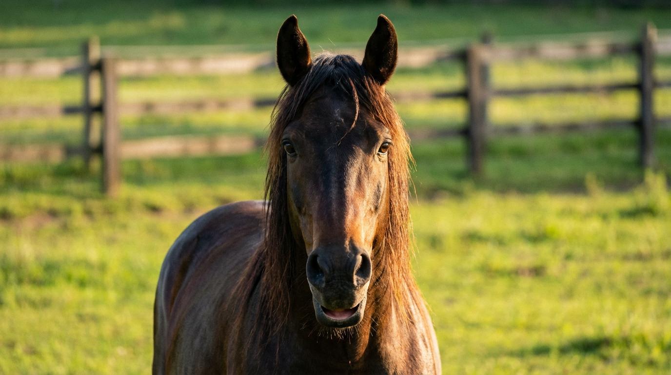 Start frame for Majestic Horse in Sunny Pasture — VEED Fabric 1.0 Fast