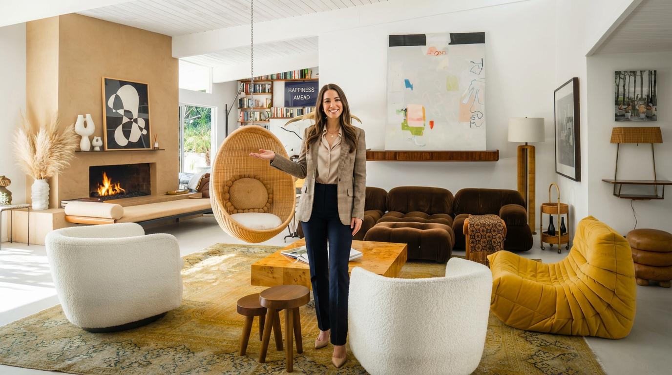 Start frame for Agent in Modern Living Room — Kling AI Avatar v2 Standard