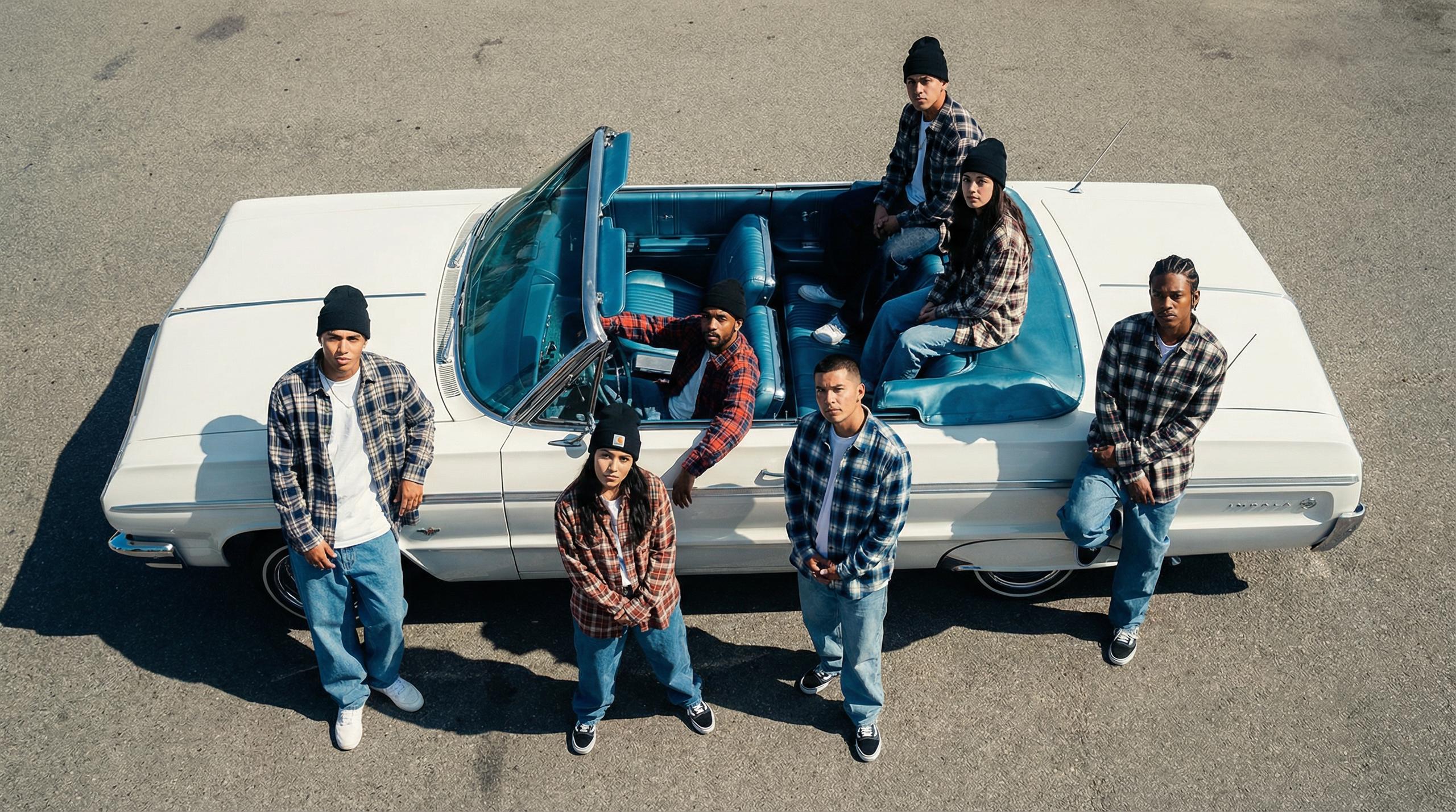 Start frame for Group in Flannel with Classic Convertible — Kling O1