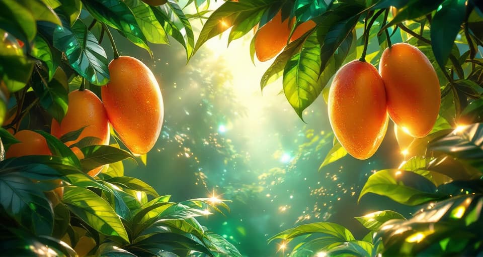 Start frame for Glowing Mango Canopy — Sora 2 Pro