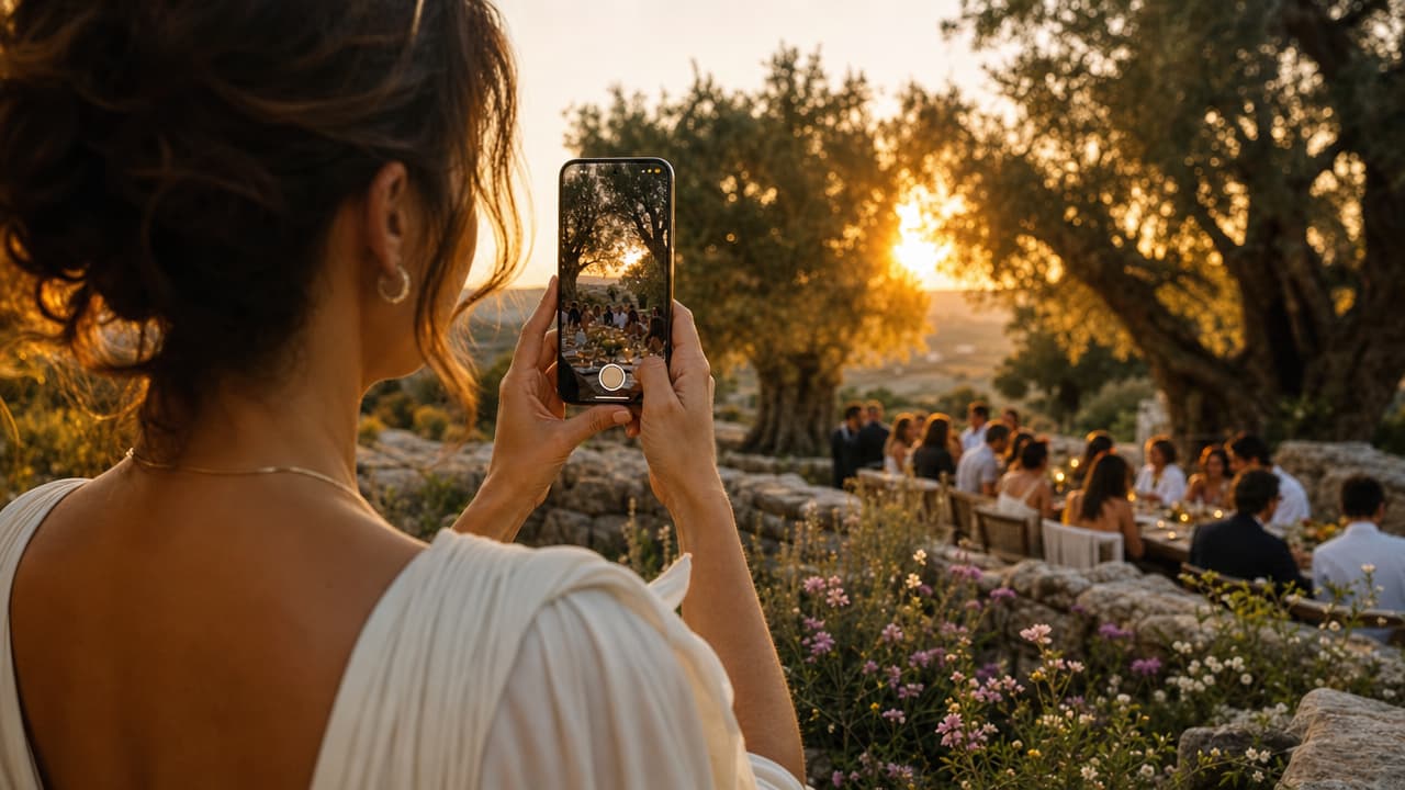 Start frame for Sunset Dinner Captured on Phone, by Kling V3 Pro