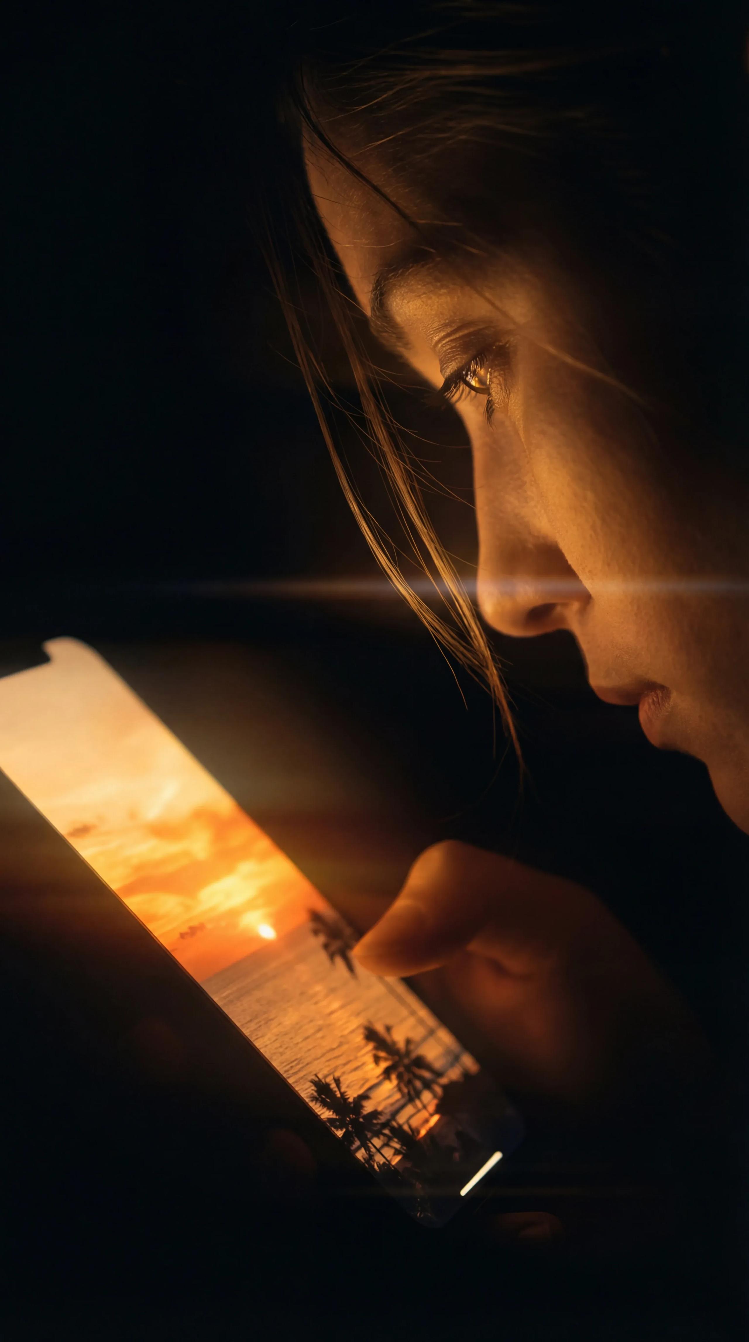 Start frame for Woman Looking at Phone Screen — Sora 2 Pro