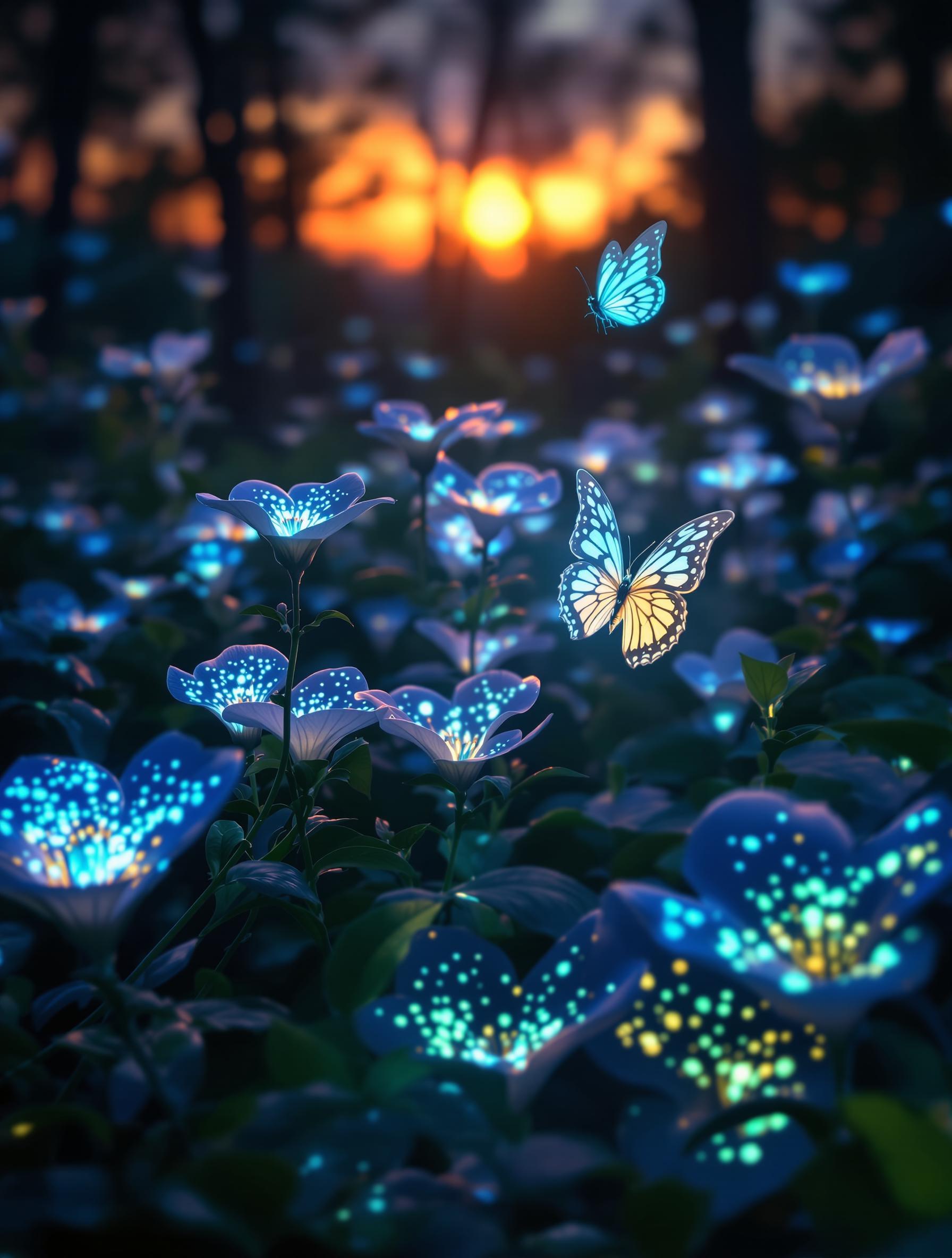 Start frame for Bioluminescent Forest at Sunset — Kling 2.1 Master