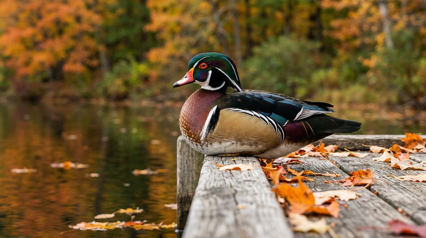 Start frame for Wood Duck on a Rustic Dock — Happy Horse