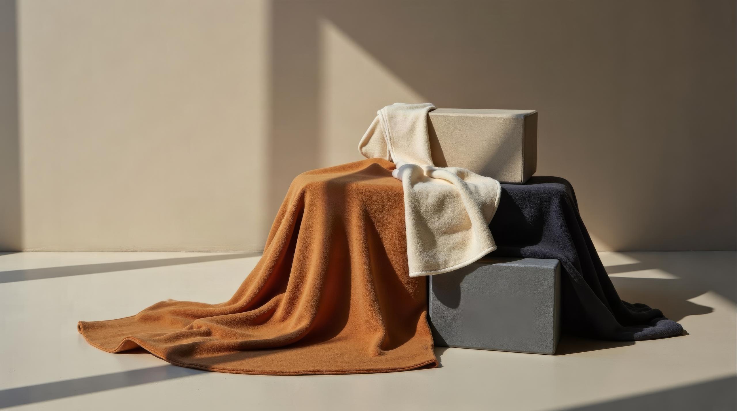 The color-blocked wool still life upscaled to 4K with Topaz Gigapixel.