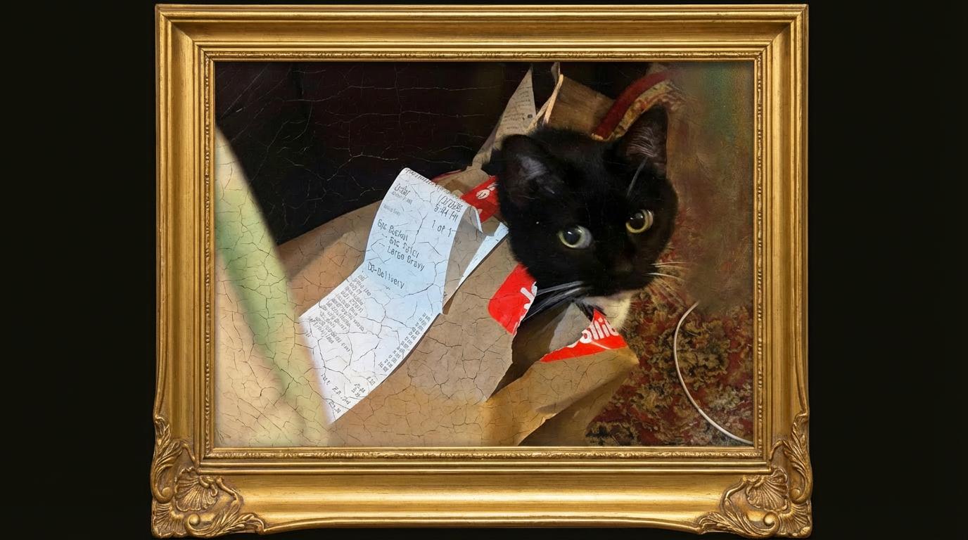 Start frame for Black Cat in Golden Frame — Veo 3.1