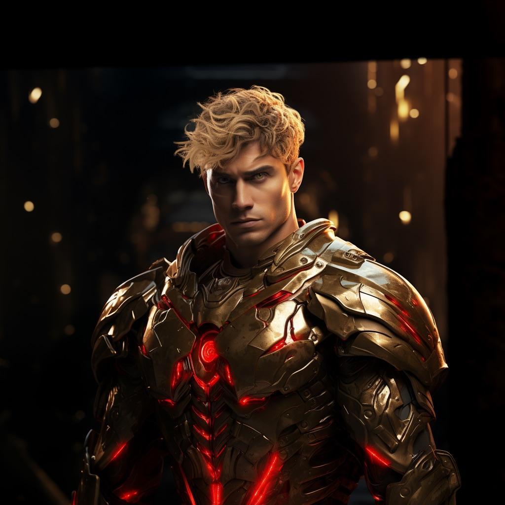 Start frame for Futuristic Warrior in Glowing Armor — Kling O3 Pro