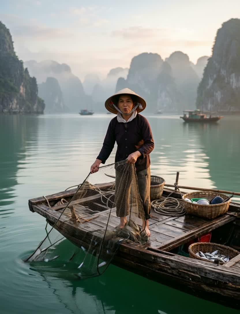 A woman on a boat speaking to camera, lip-synced to a generated read