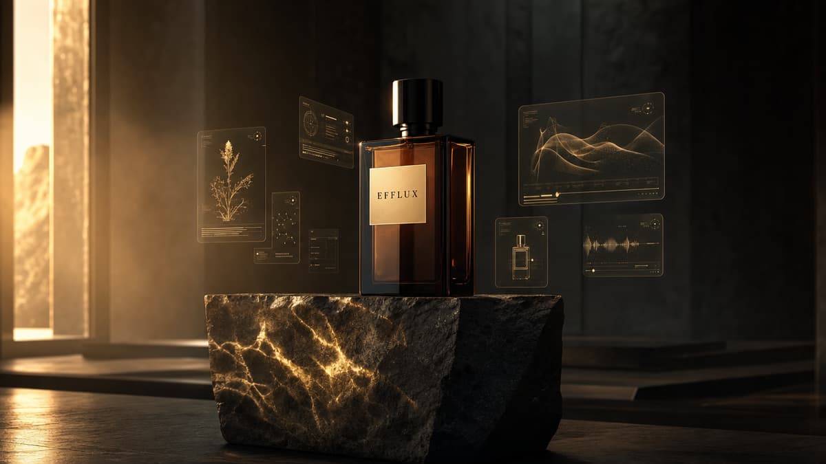 A premium AI-generated fragrance product visual