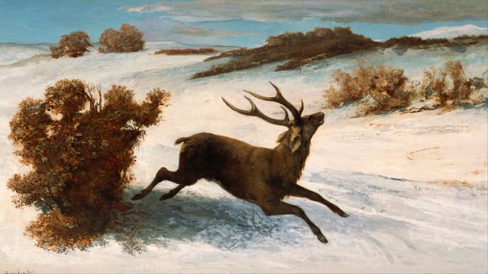 Deer Running in the Snow