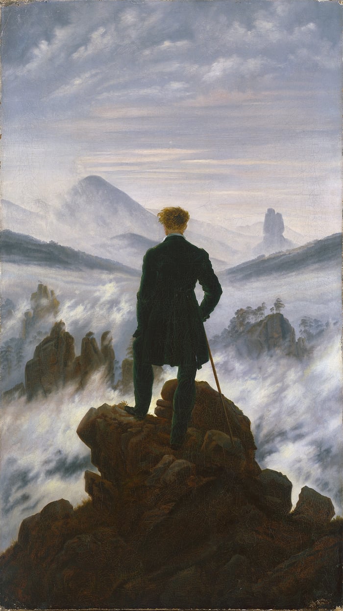 Caspar David Friedrich   Wonderer above the Sea   portrait   reframed