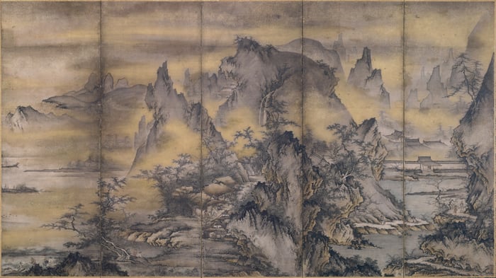 Landscape of the four seasons, one of a pair