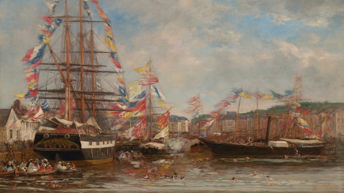 Festival in the Harbor of Honfleur (section)