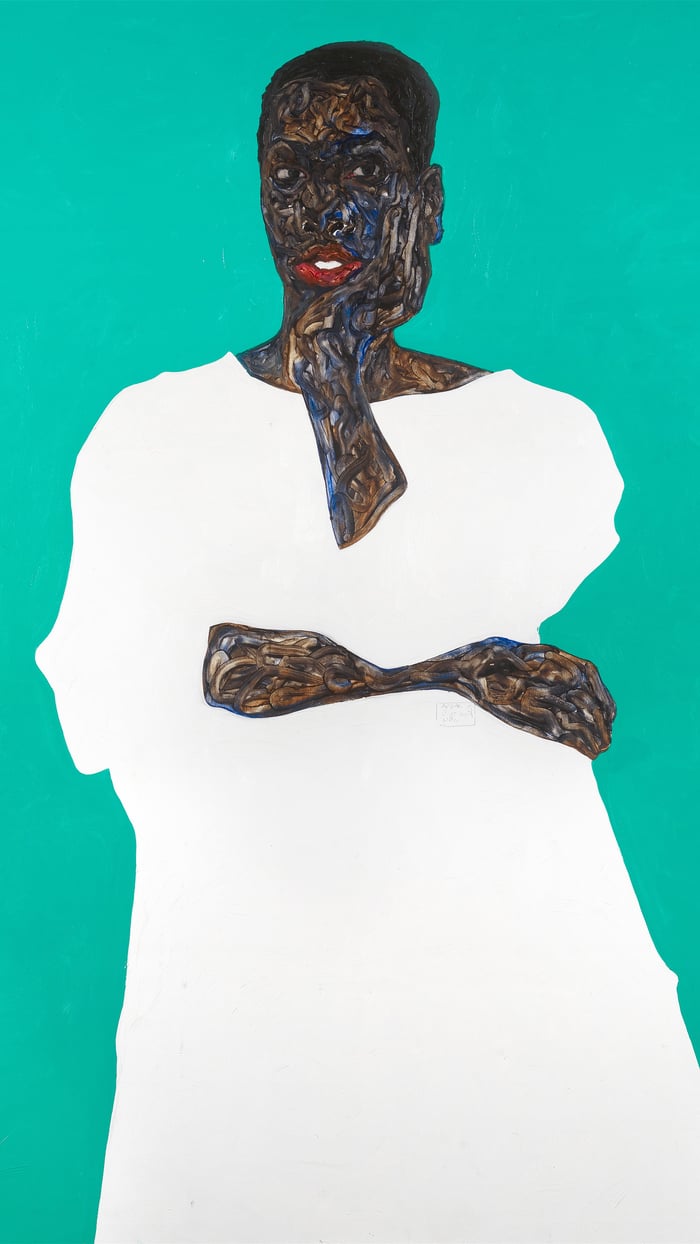 Amoako Boafo   parted lips   portrait   reframed