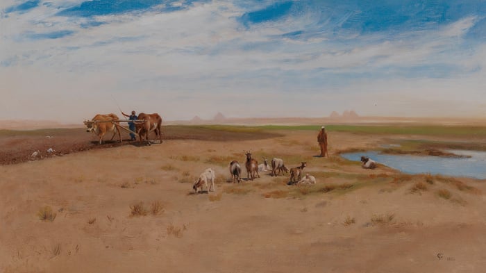 Goatherd and Labourer near the Pyramids at Giza