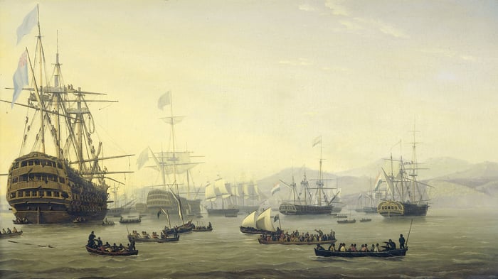 Council of War on board the Queen Charlotte