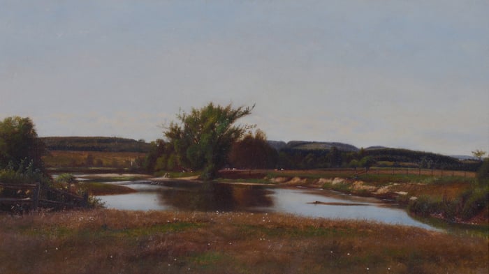 Landscape with cattle in the background