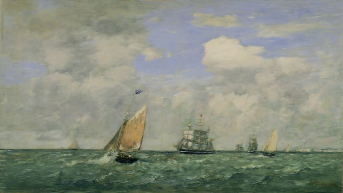 Ships and Sailing Boats Leaving Le Havre