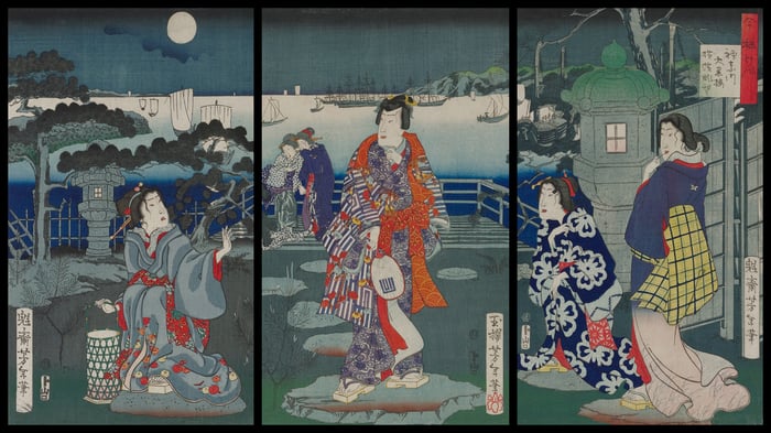 Distant view of Yokohama from the Daikokurō Restaurant at Kanagawa