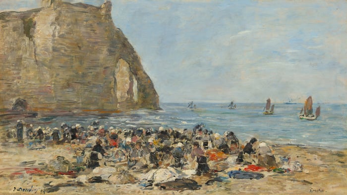 Washerwomen on the Beach of Etretat