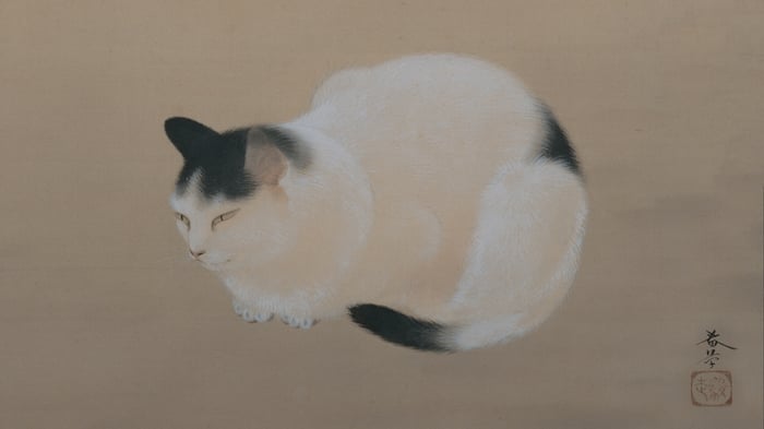 Cat and Plum Blossoms (section)