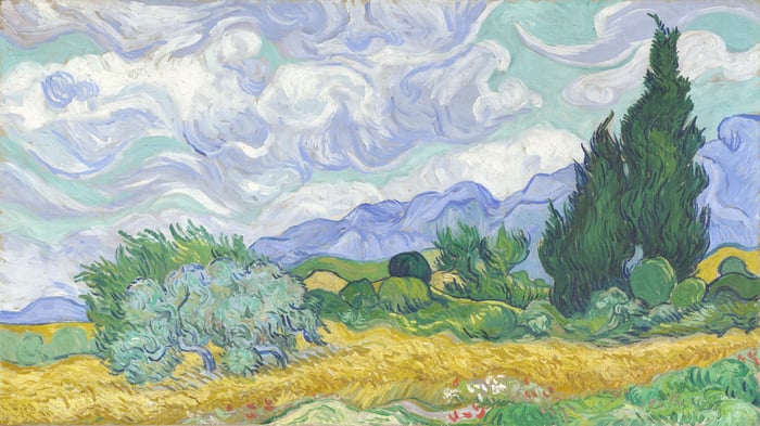 Wheat Field with Cypresses 2