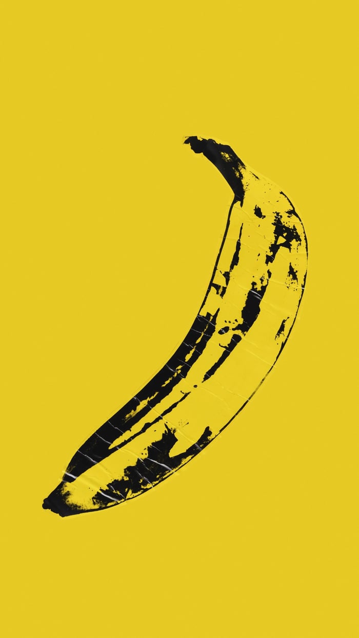 Andy Warhol   Banana (yellow background)   portrait   reframed