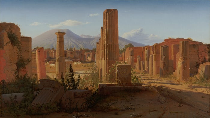 The Forum Pompeii with Vesuvius in the Distance