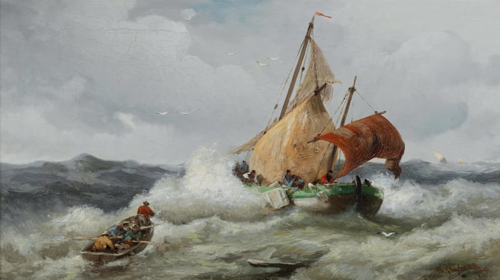 Fischer in stürmischer See