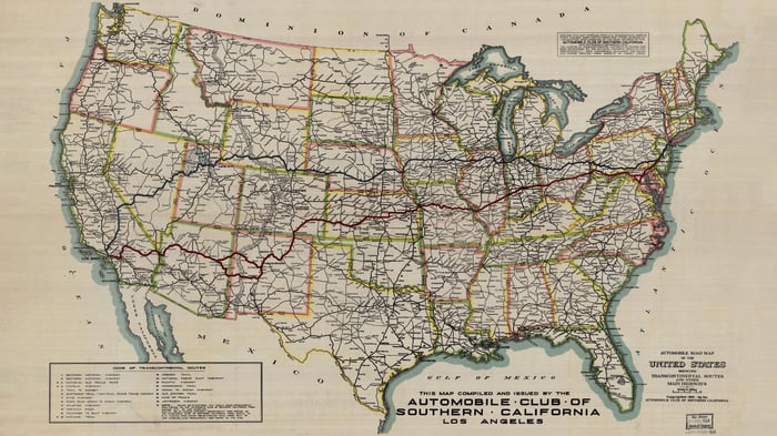 Automobile Road Map of the United States