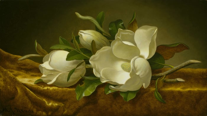 Magnolias on Gold Velvet Cloth