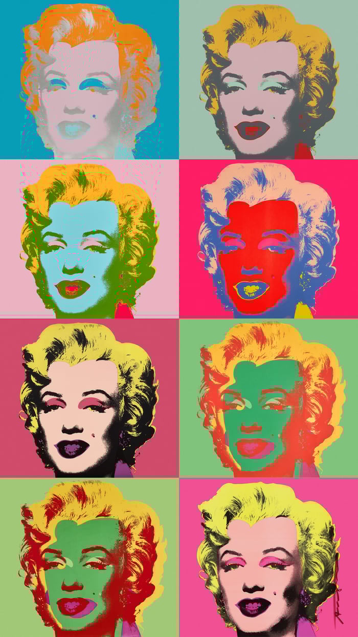Andy Warhol   Shot Marilyns   portraits   reframed