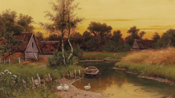 Idyllic Evening Scene on the Spree