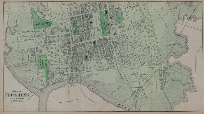 1873 Map of Part of Flushing, Queens, New York City