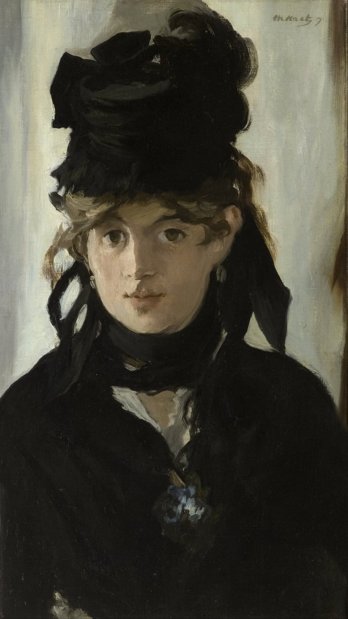 Edouard Manet   Berthe Morisot With a Bouquet of Violets   portrait   reframed