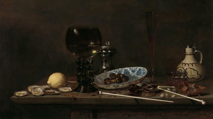 Still Life with Roemer, Salt Cellar, Tobacco, Lemon, and Olives