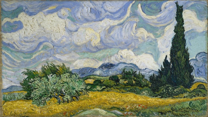 Wheat Field with Cypresses